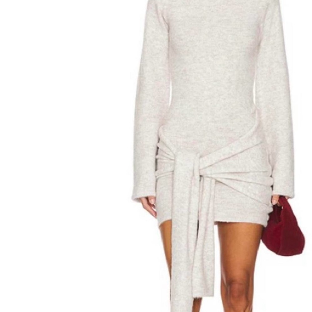 Chic Long Sleeve Cream Dress